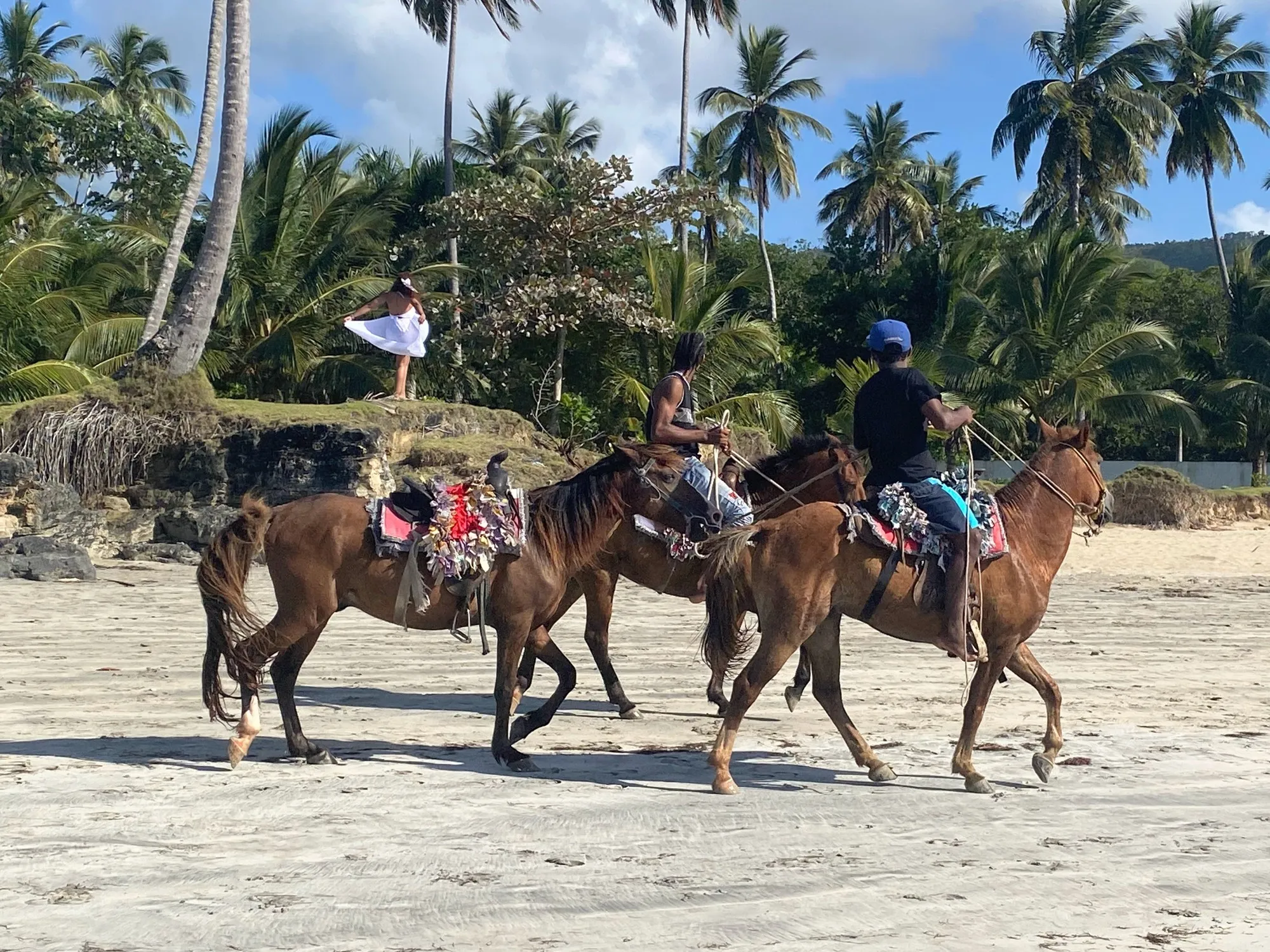 On horseback at Cosón Beach, Las Terrenas